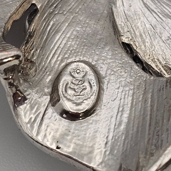 VTG Brooch Premier Designs Silver Tone Floral Rhinestone Classy Elegant 80s Pin - Picture 8 of 10